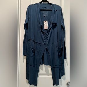 Johnny Was Pete & Greta Brea Jacket L Deep Ocean Snap Button Front Pockets NWT